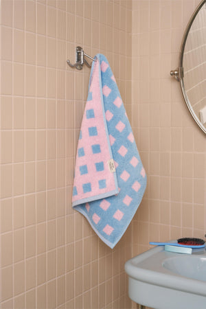 Blue Pink Square Face Towel
