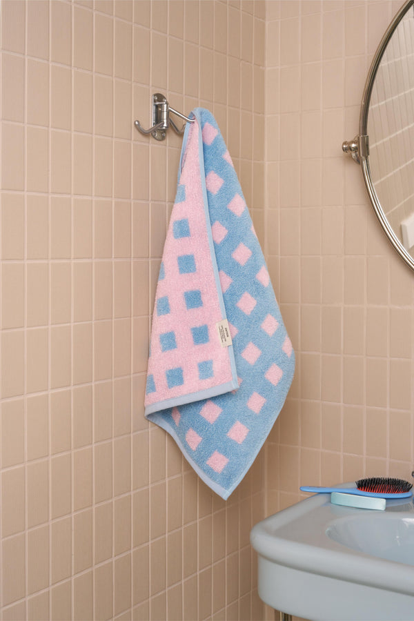 Blue Pink Square Face Towel