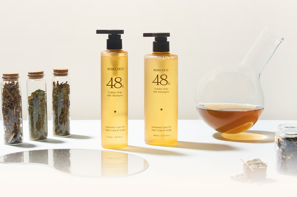 REBECOCO Golden Drip Scalp Set — 48K Shampoo + 64K Tonic
